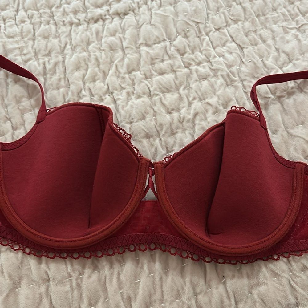 MAISON LEJABY UNDERWIRE RED BRA NEW Elegant Red Lace 34C - Picture 7 of 9